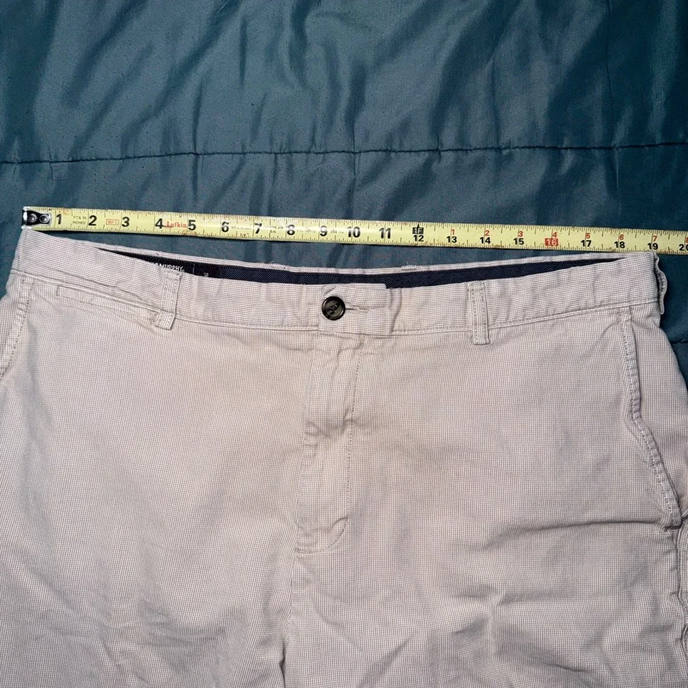 Johnston & Murphy Shorts Mens 38 Khaki Excellent Micro-Check Cotton